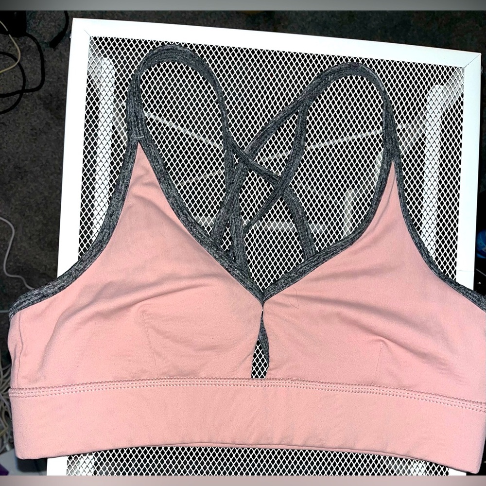 Women's Pink Strappy Sports Bra - Soft Support